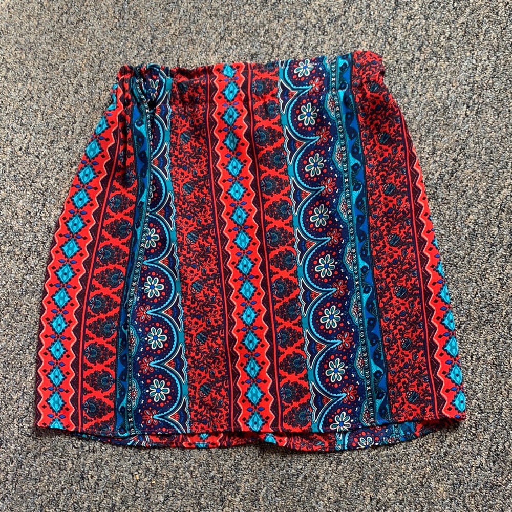 Miami Blue and Red Aztec Mini Skirt